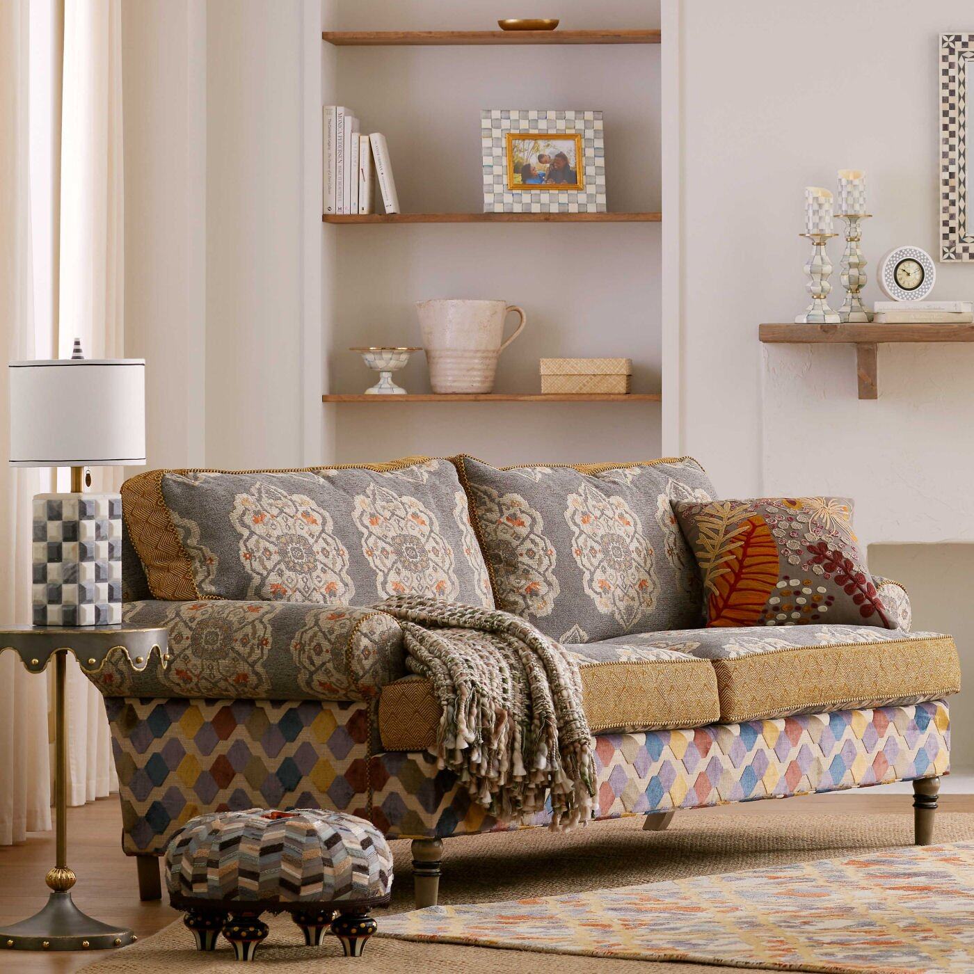 Sterling Check Enamel Compote - Small