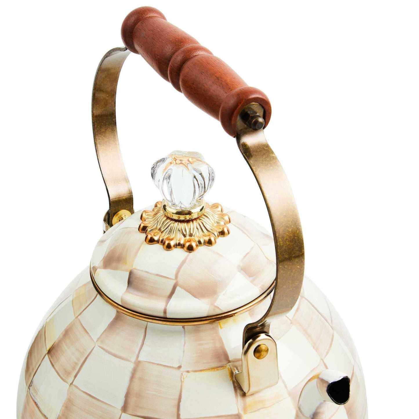 Mocha Check 2.84L Tea Kettle by MacKenzie-Childs