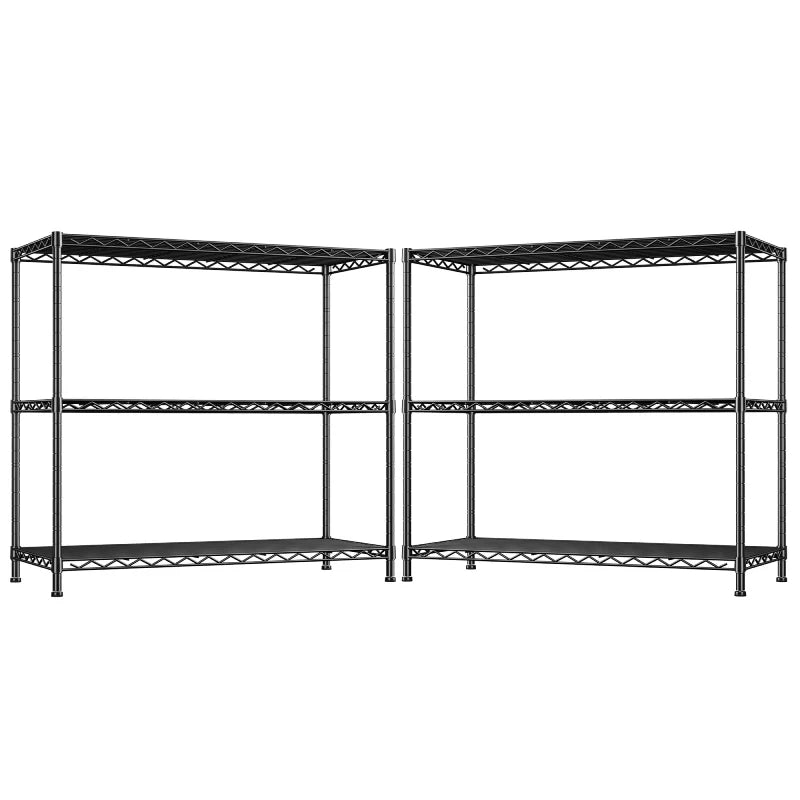 3-Shlef Metal Shelves, Adjustable Steel Wire Shelving Units, Storage Rack