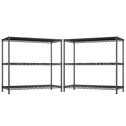 3-Shlef Metal Shelves, Adjustable Steel Wire Shelving Units, Storage Rack