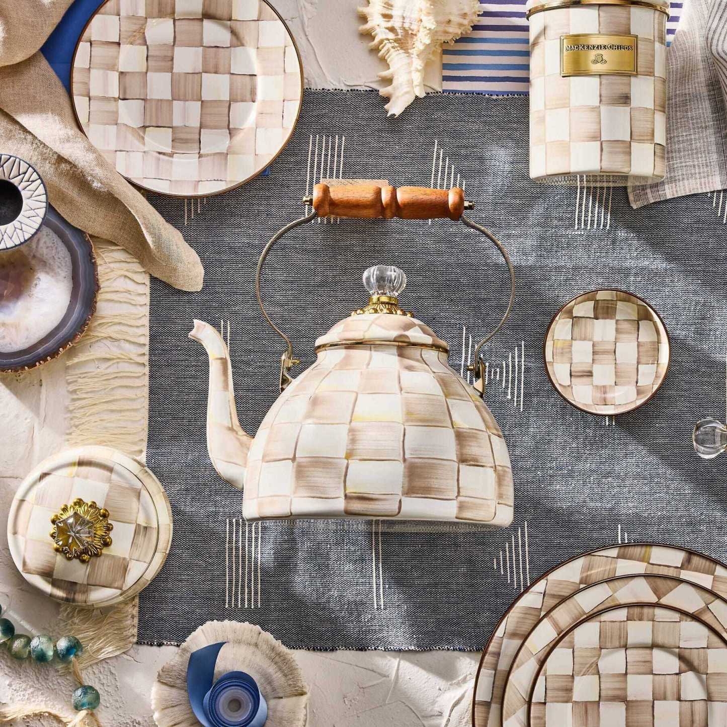 Mocha Check 2.84L Tea Kettle by MacKenzie-Childs