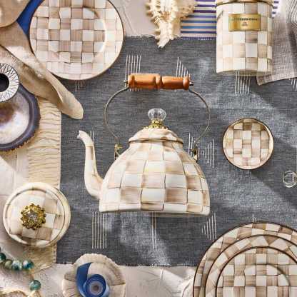 Mocha Check 2.84L Tea Kettle by MacKenzie-Childs