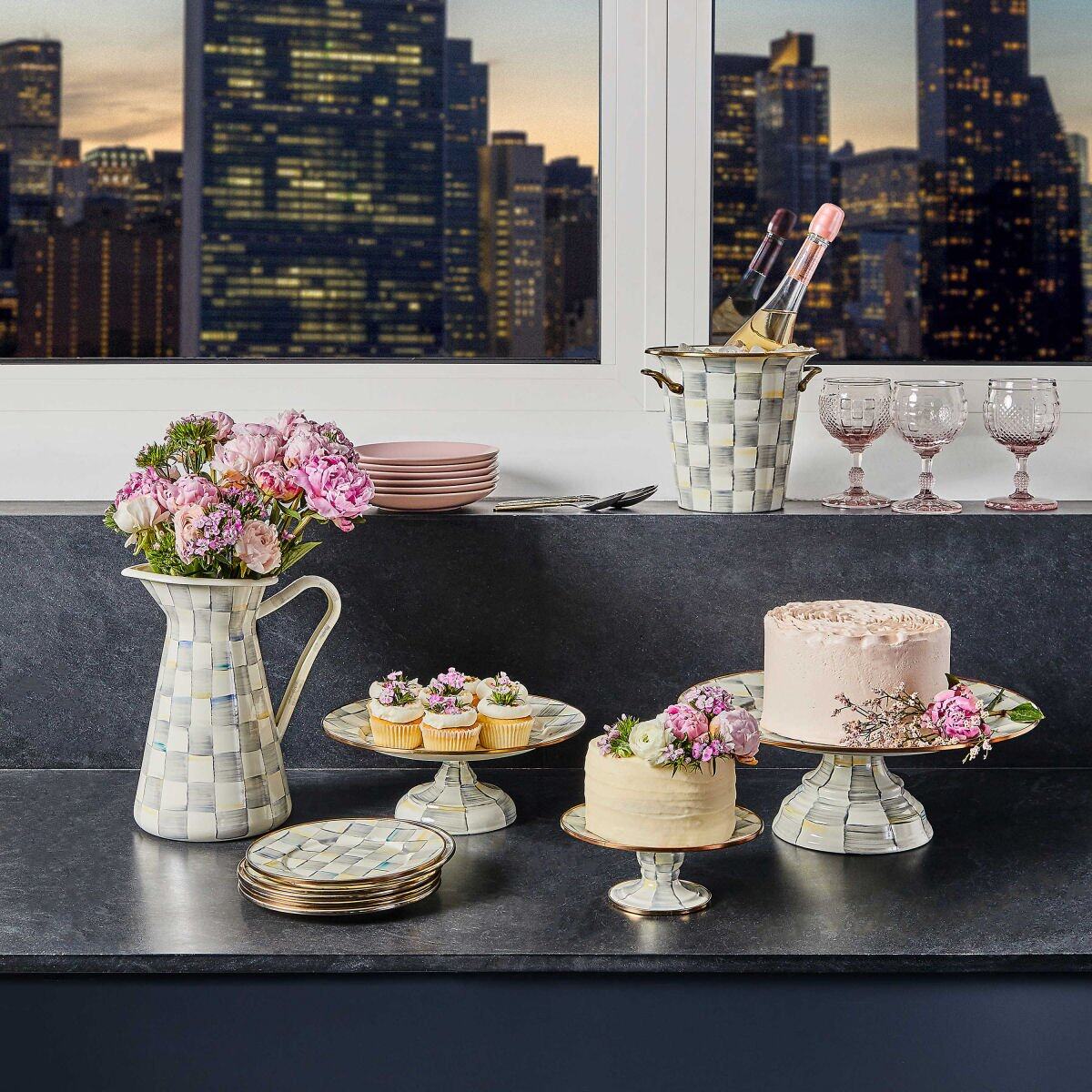 Sterling Check Enamel Design Wine Cooler