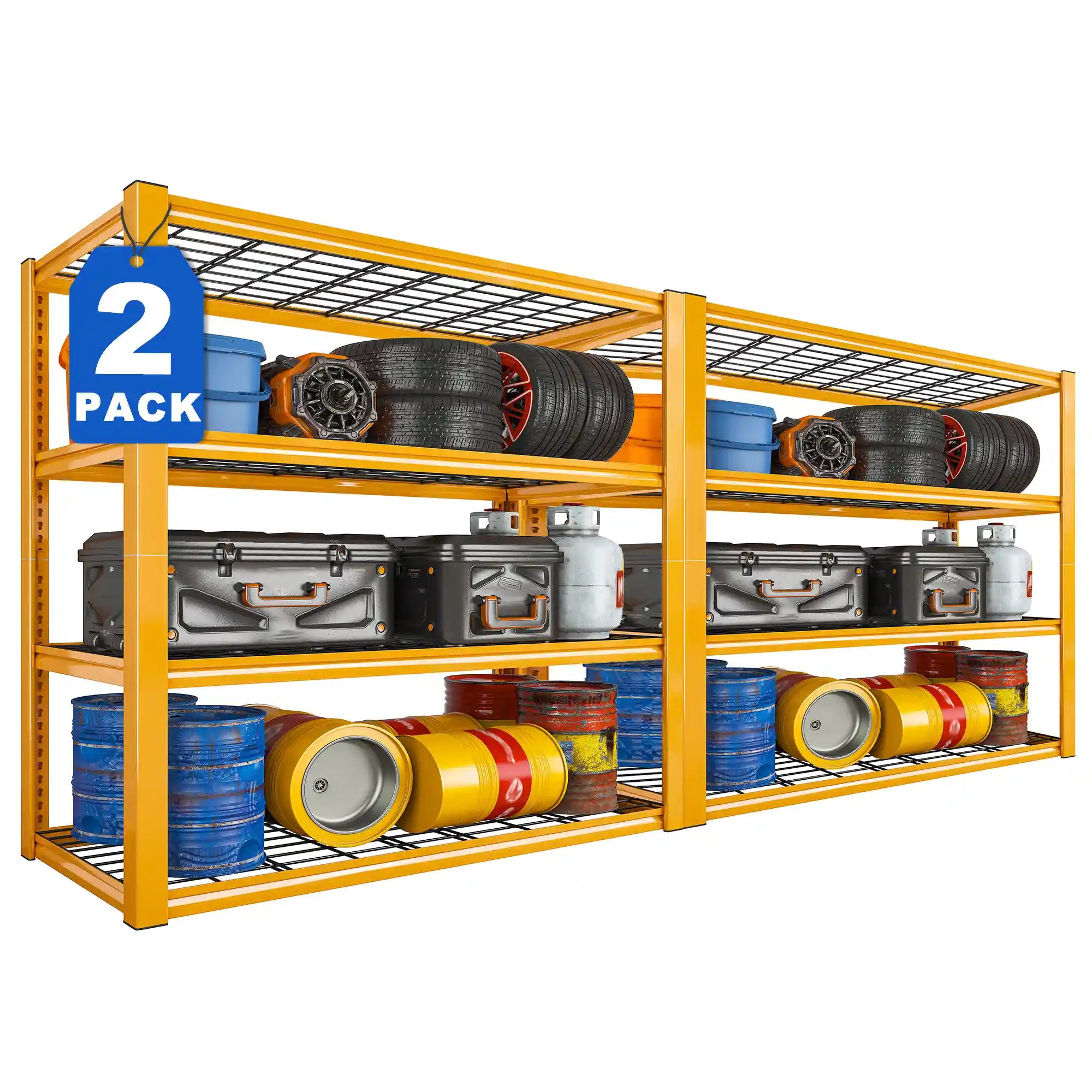 2PCS 4400 LBS Meta,4 Tiers Heavy Duty Storage Shelves