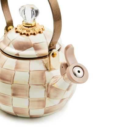 Mocha Check Whistling Tea Kettle by MacKenzie-Childs