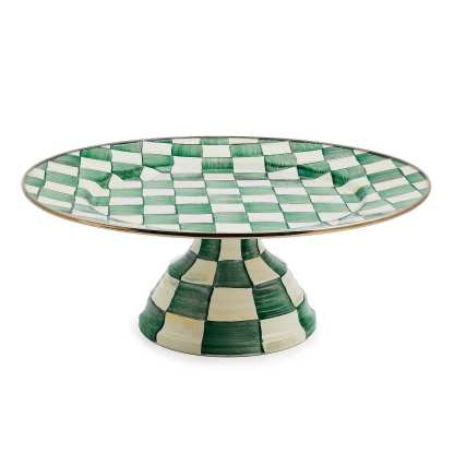 Emerald Check Large Pedestal Platter by Mackenzie-Childs