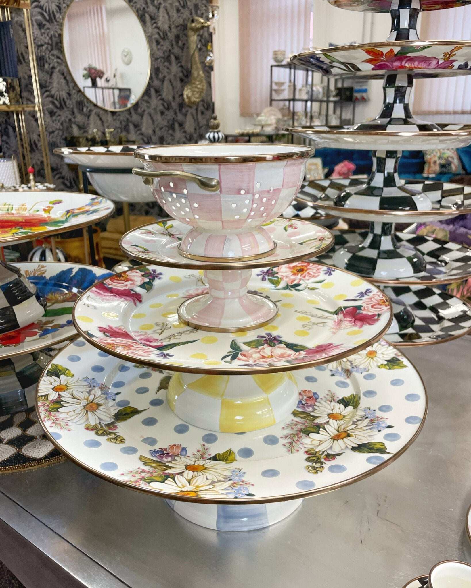 Wildflowers Blue Large Pedestal Platter