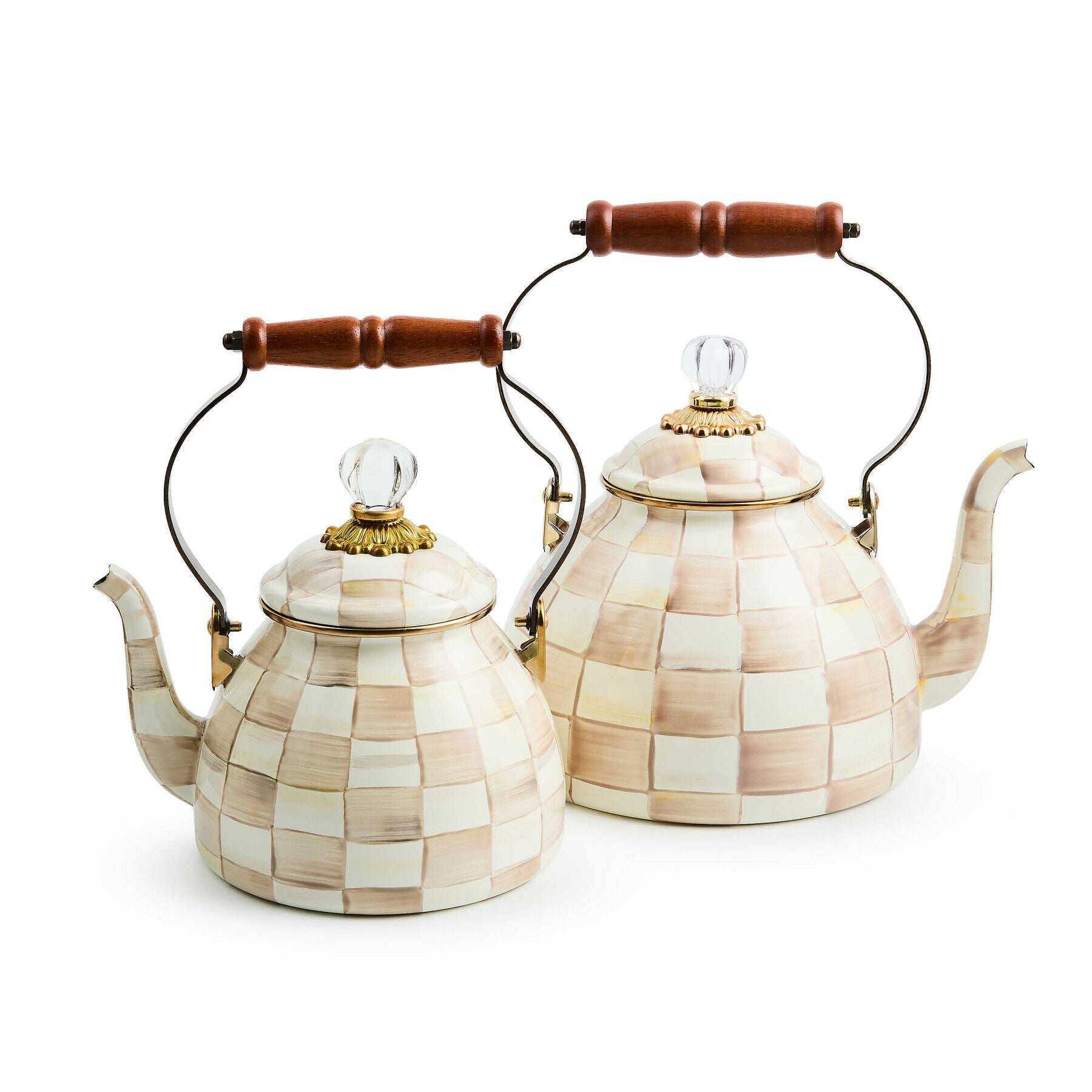 Mocha Check 2.84L Tea Kettle by MacKenzie-Childs