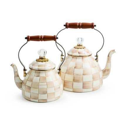 Mocha Check 2.84L Tea Kettle by MacKenzie-Childs