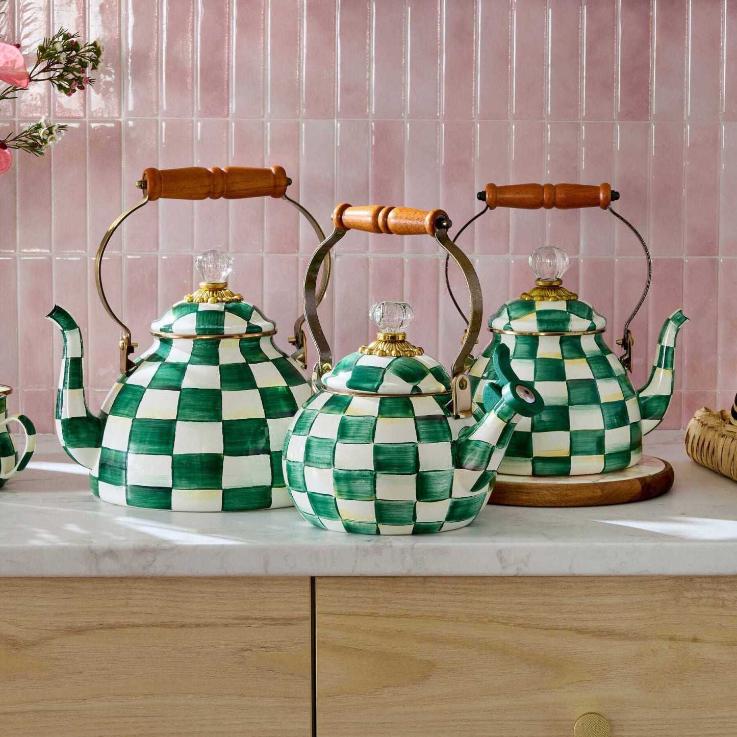 Emerald Check Whistling Tea Kettle