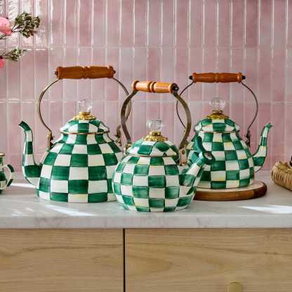Emerald Check Whistling Tea Kettle
