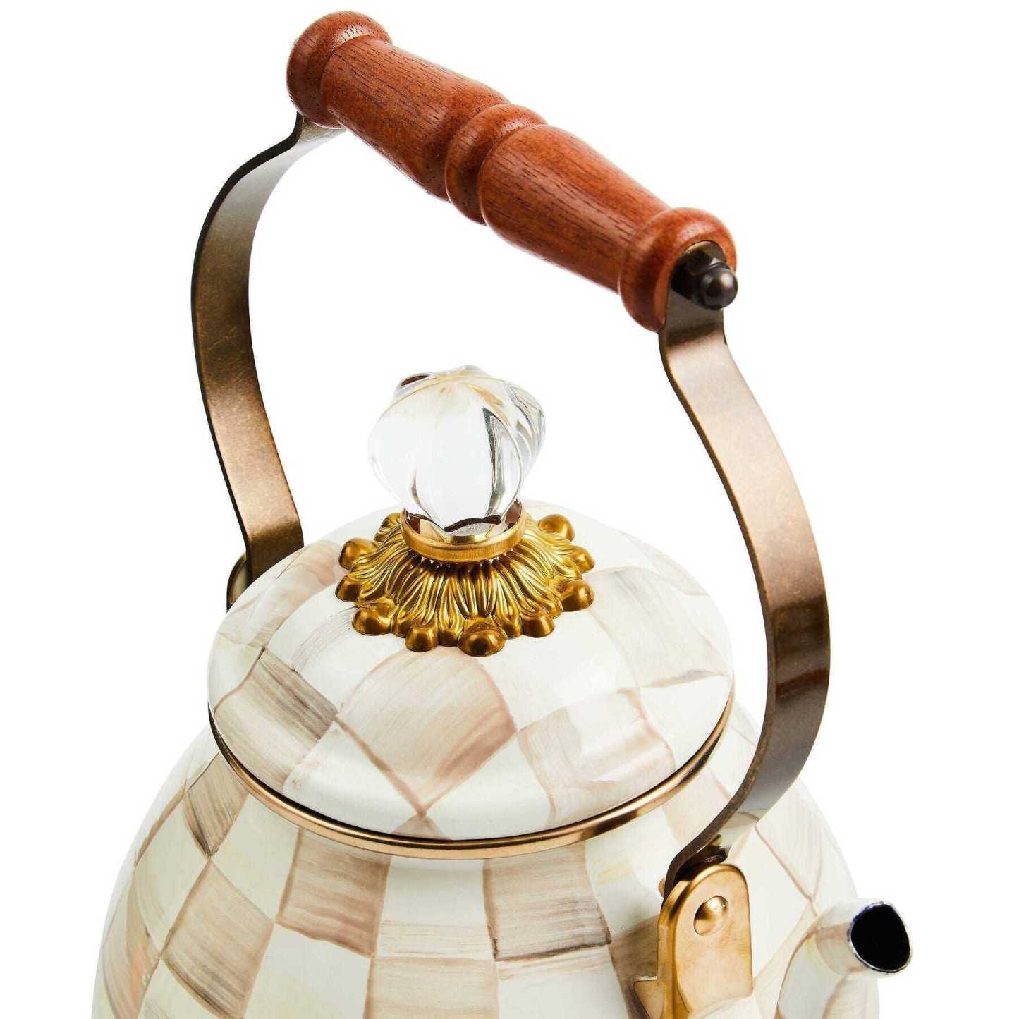 Mocha Check 1.89L Tea Kettle by MacKenzie-Childs