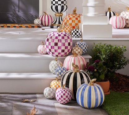 🎉Limited Time Promotion💝Buy 2 Get 2 FREE✨MacKenzie- Childs Medium Stripe and Large Check Pumpkins