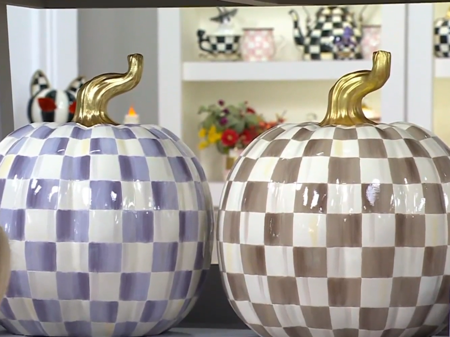 🎉Limited Time Promotion💝Buy 2 Get 2 FREE✨MacKenzie- Childs Medium Stripe and Large Check Pumpkins