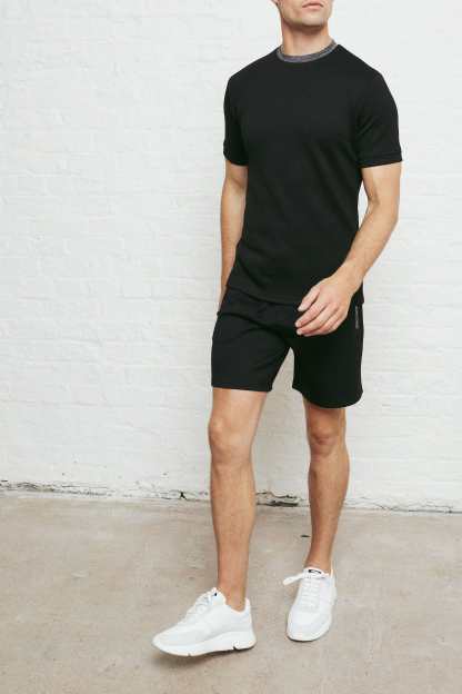 Luxe Contrast Collar T-Shirt - Black