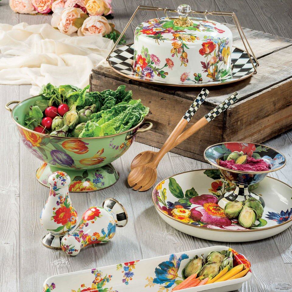 White Flower Market Cake Carrier by MacKenzie-Childs