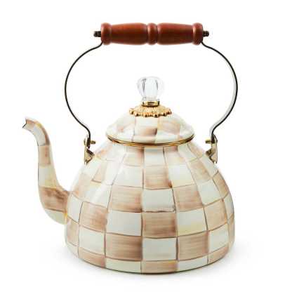 Mocha Check 2.84L Tea Kettle by MacKenzie-Childs