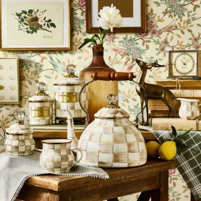 Mocha Check 2.84L Tea Kettle by MacKenzie-Childs