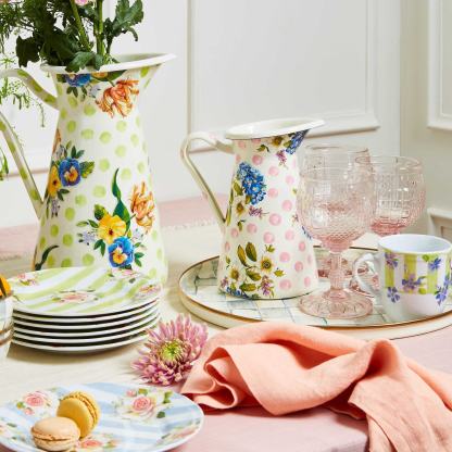 Sterling Check Enamel Round Tray