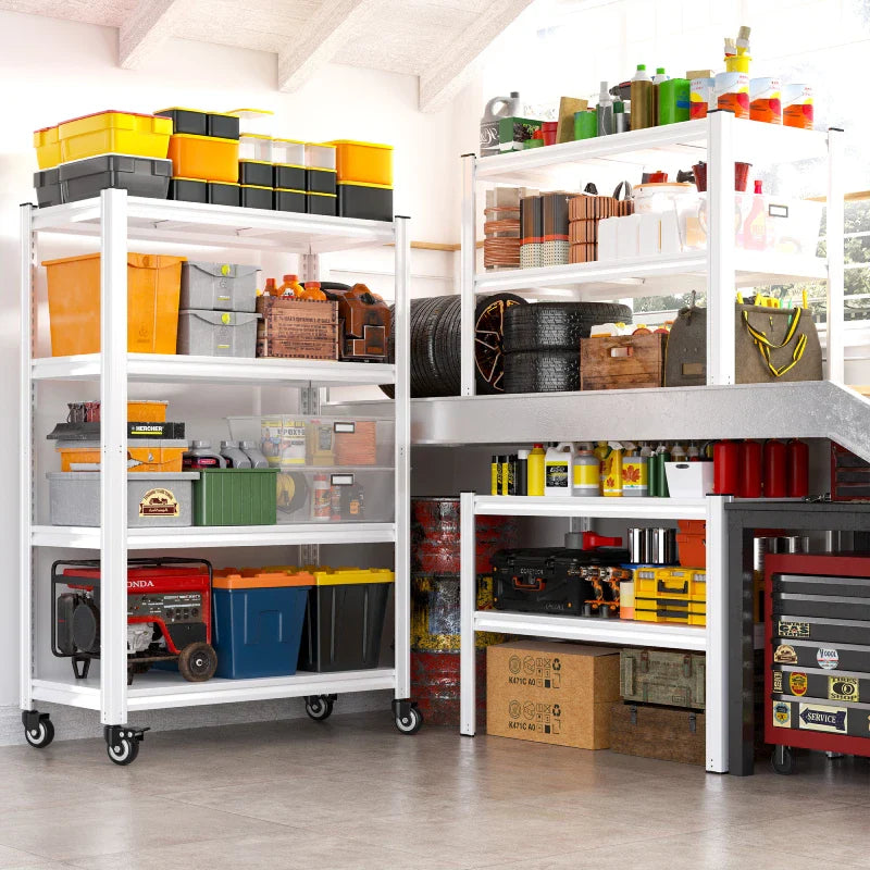 59.8"H 4-Tier Rolling Metal Shelving Rack 530LBS Adjustable Shelving Units