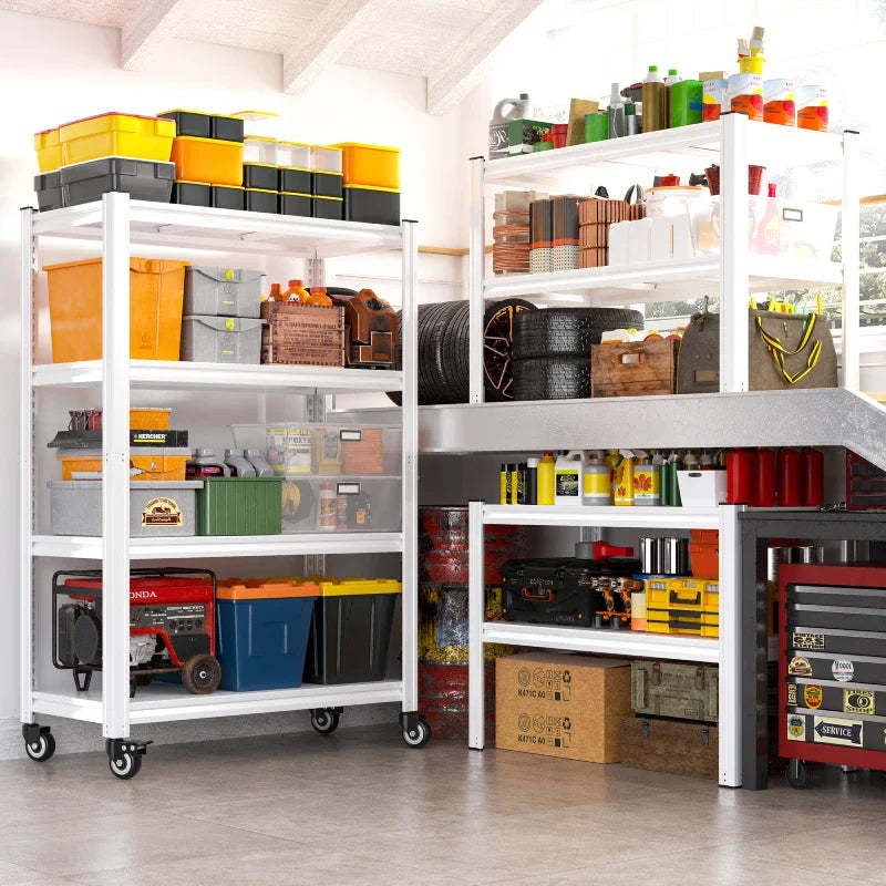 59.8"H 4-Tier Rolling Metal Shelving Rack 530LBS Adjustable Shelving Units