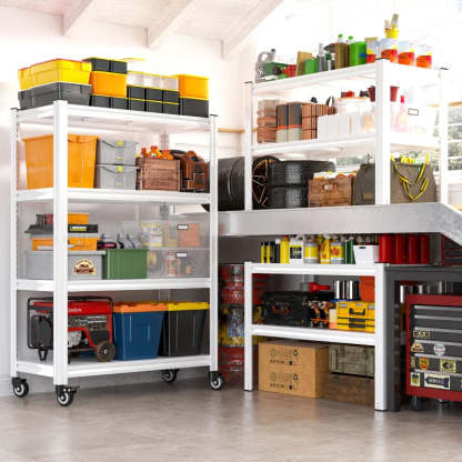 59.8"H 4-Tier Rolling Metal Shelving Rack 530LBS Adjustable Shelving Units