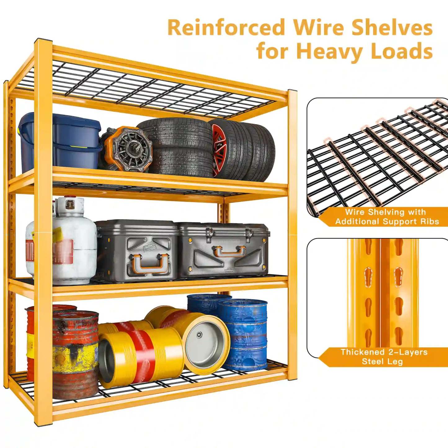 2PCS 4400 LBS Meta,4 Tiers Heavy Duty Storage Shelves