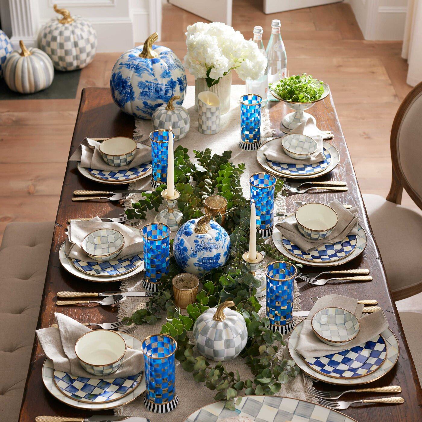 Sterling Check Enamel Compote - Small