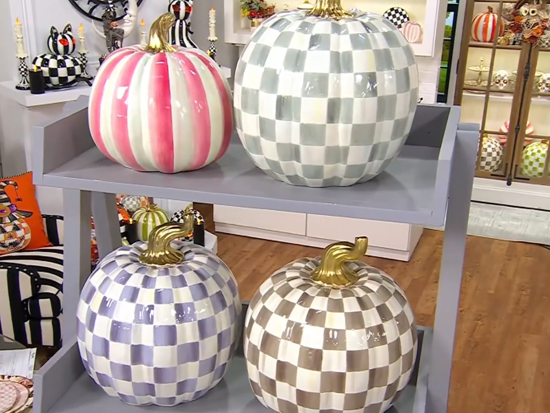 🎉Limited Time Promotion💝Buy 2 Get 2 FREE✨MacKenzie- Childs Medium Stripe and Large Check Pumpkins