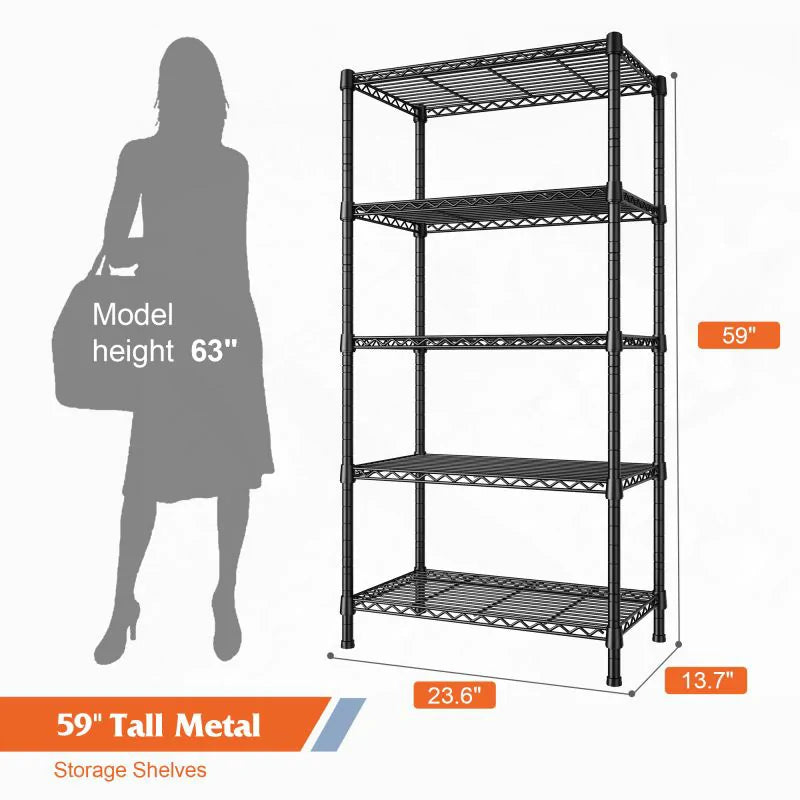 24"W Wire Shelving Units,5-Tier Adjusatble, 850lbs Metal Wire Shelf