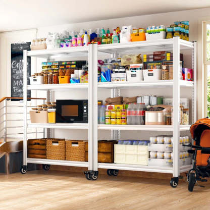 59.8"H 4-Tier Rolling Metal Shelving Rack 530LBS Adjustable Shelving Units