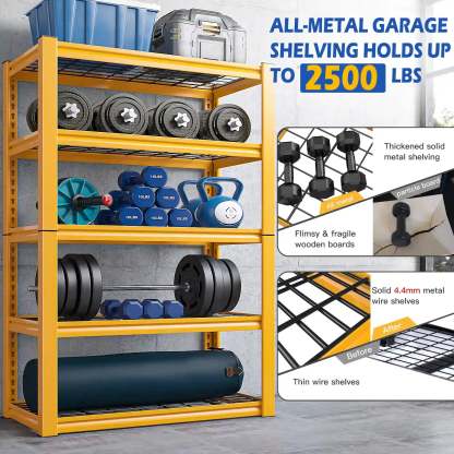 72"H Metal Garage Shelving , 2500 LBS Adjustable Industrial Metal Storage Shelves