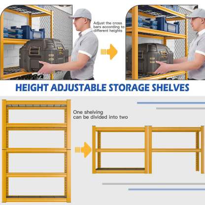 72"H Metal Garage Shelving , 2500 LBS Adjustable Industrial Metal Storage Shelves