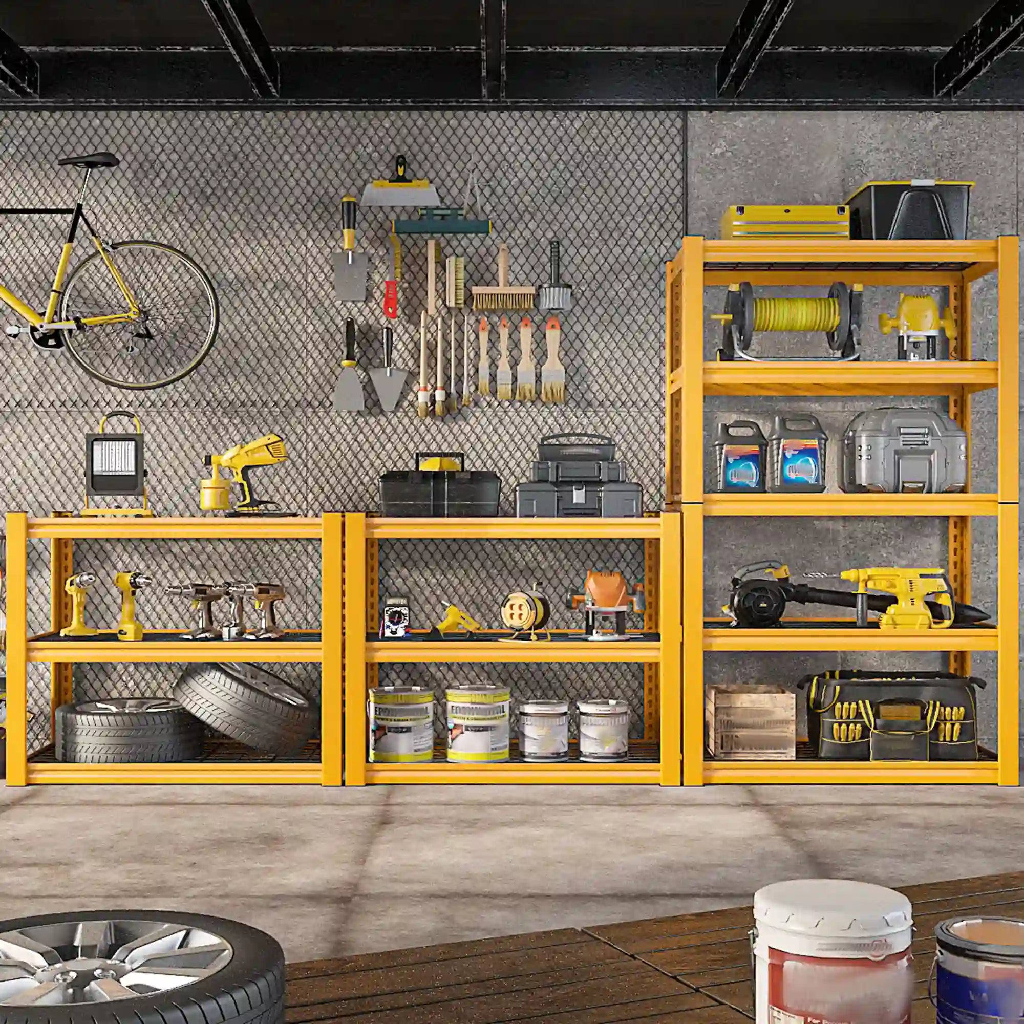 72"H Metal Garage Shelving , 2500 LBS Adjustable Industrial Metal Storage Shelves