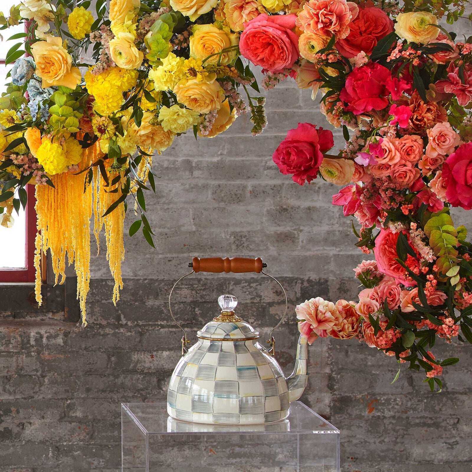 STERLING Grey Tones Enamel Tea Kettle by Mackenzie Childs 1,89L