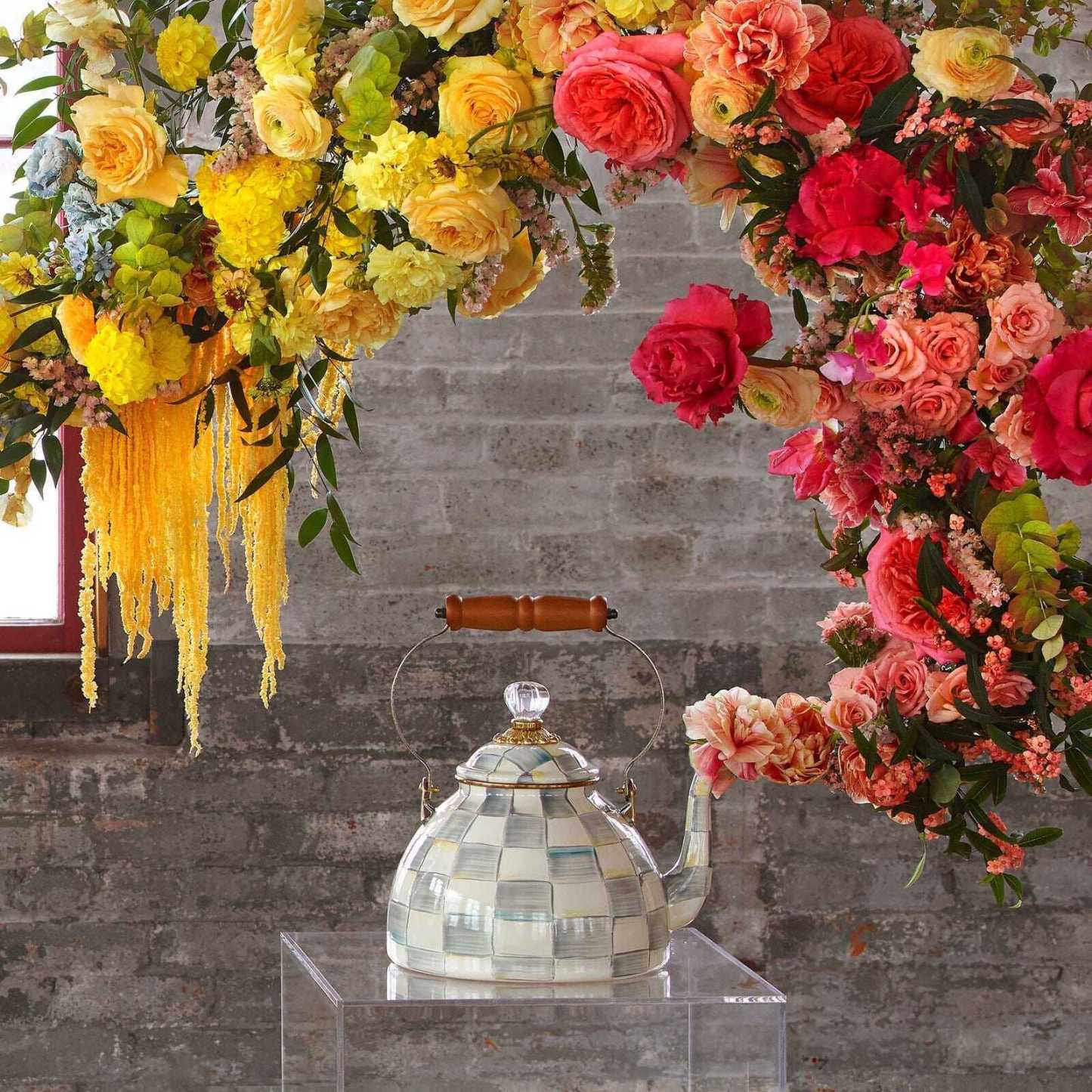 STERLING Grey Tones Enamel Tea Kettle by Mackenzie Childs 1,89L