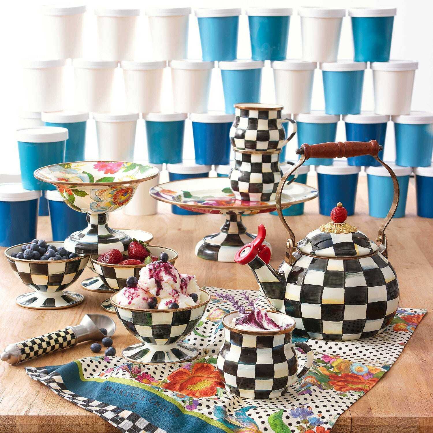 MacKenzie-Childs Courtly Check Whistling Tea Kettle