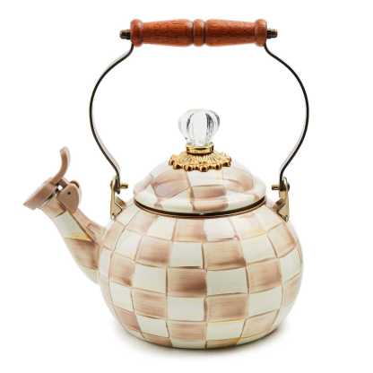 Mocha Check Whistling Tea Kettle by MacKenzie-Childs