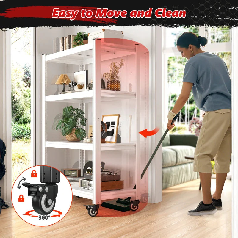 59.8"H 4-Tier Rolling Metal Shelving Rack 530LBS Adjustable Shelving Units