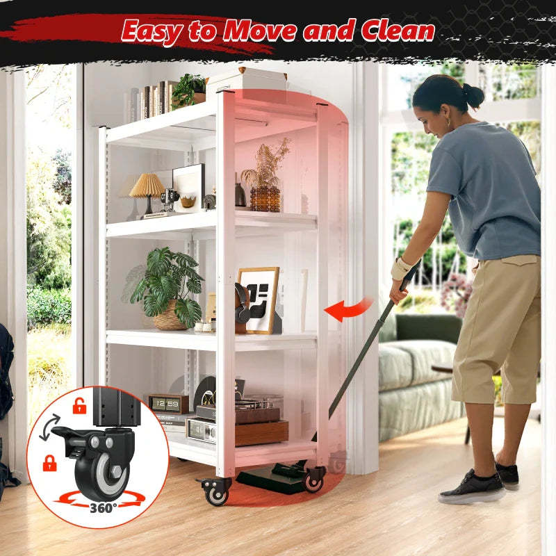 59.8"H 4-Tier Rolling Metal Shelving Rack 530LBS Adjustable Shelving Units