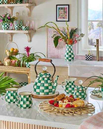 Emerald Check Tea Kettle 1.89L Tea Kettle by MacKenzie-Childs