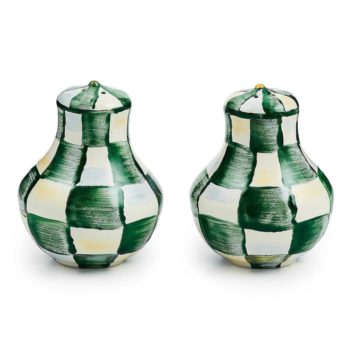 MacKenzie-Childs Emerald Check Salt & Pepper Shakers