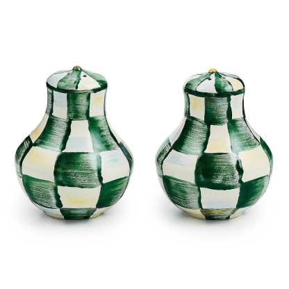 MacKenzie-Childs Emerald Check Salt & Pepper Shakers