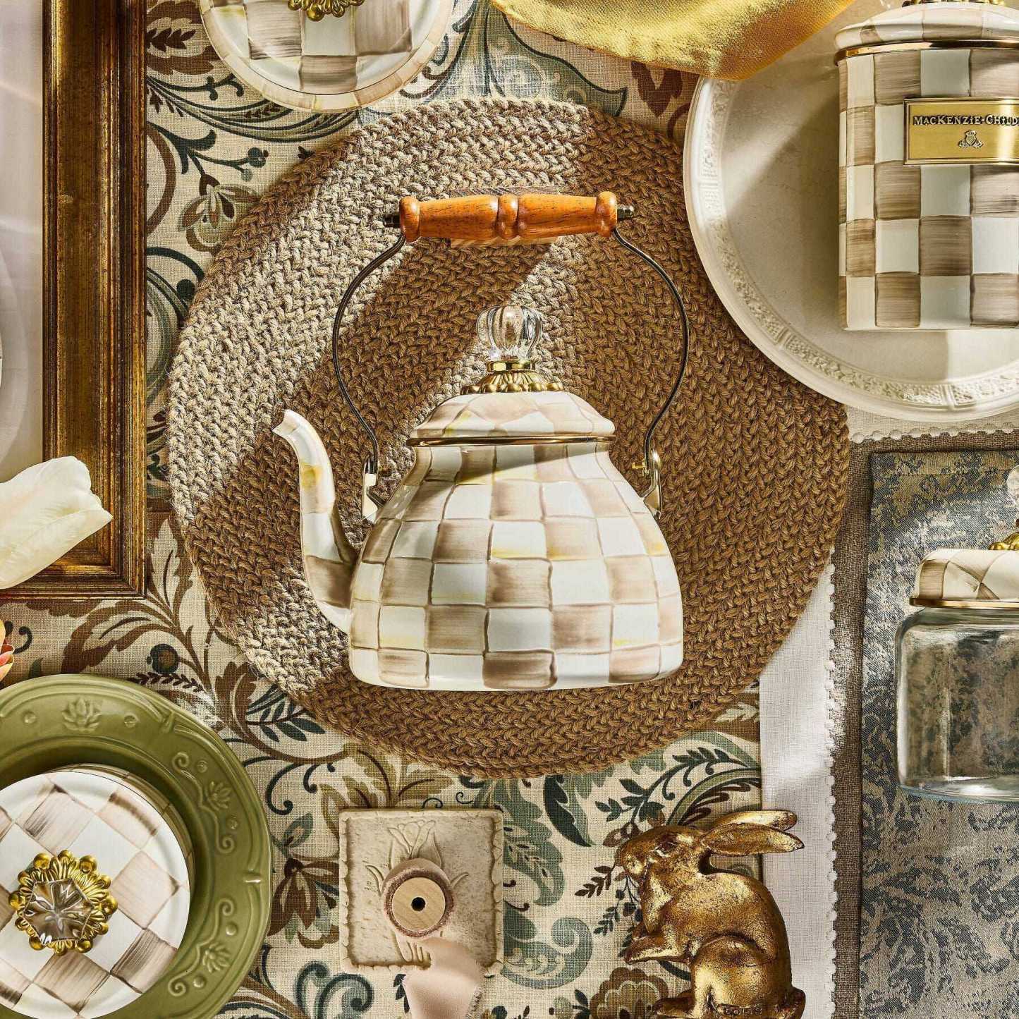 Mocha Check 1.89L Tea Kettle by MacKenzie-Childs