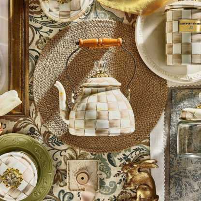 Mocha Check 1.89L Tea Kettle by MacKenzie-Childs