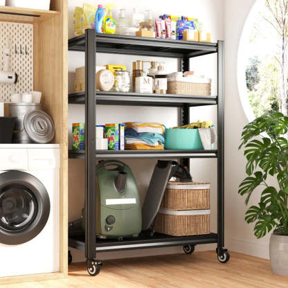 59.8"H 4-Tier Rolling Metal Shelving Rack 530LBS Adjustable Shelving Units