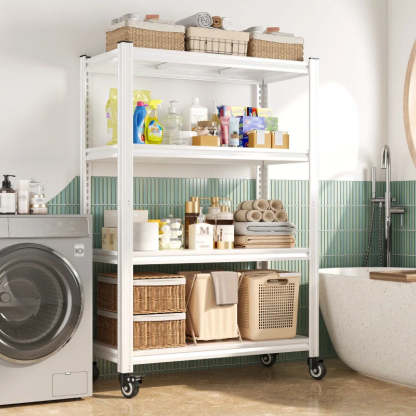 59.8"H 4-Tier Rolling Metal Shelving Rack 530LBS Adjustable Shelving Units