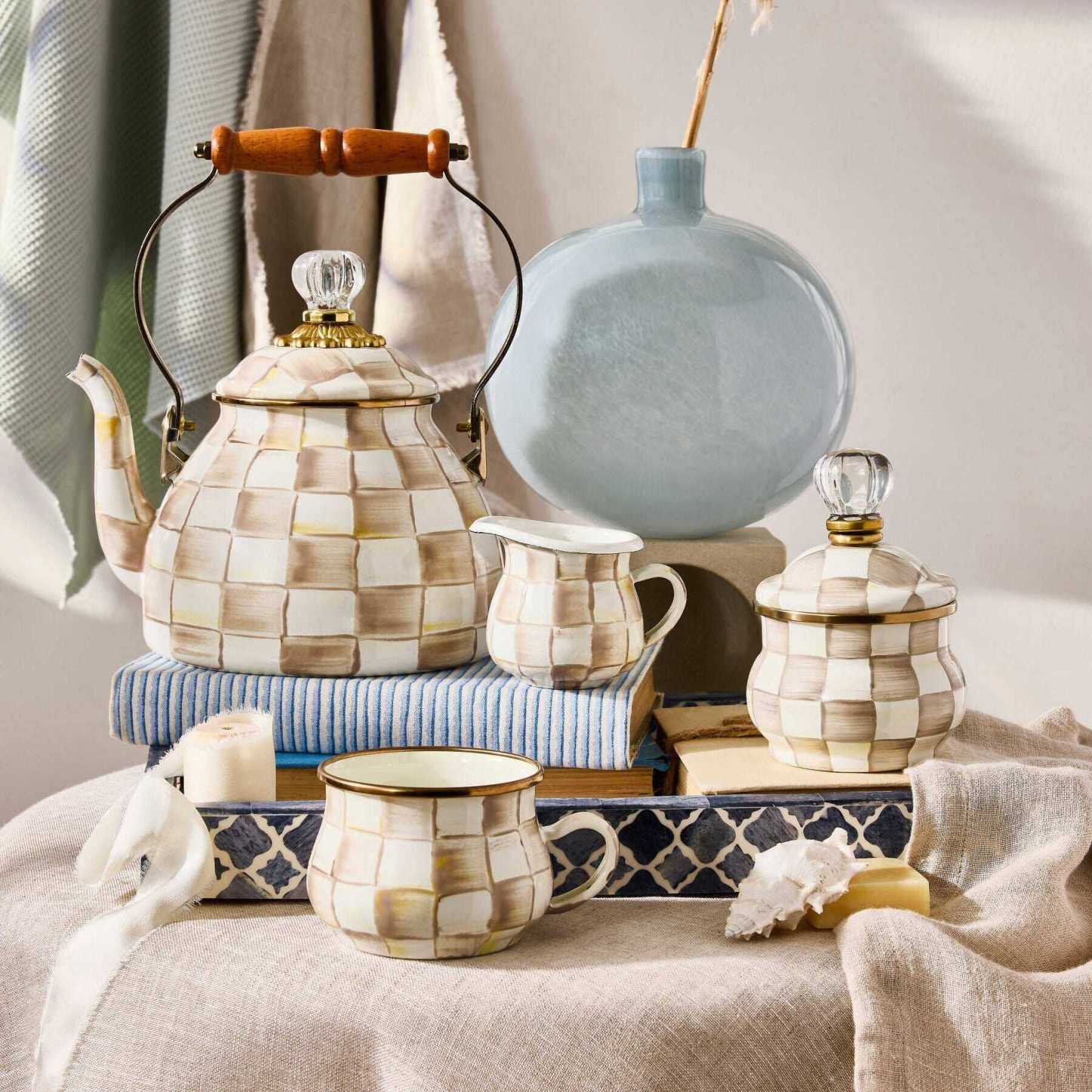 Mocha Check 1.89L Tea Kettle by MacKenzie-Childs