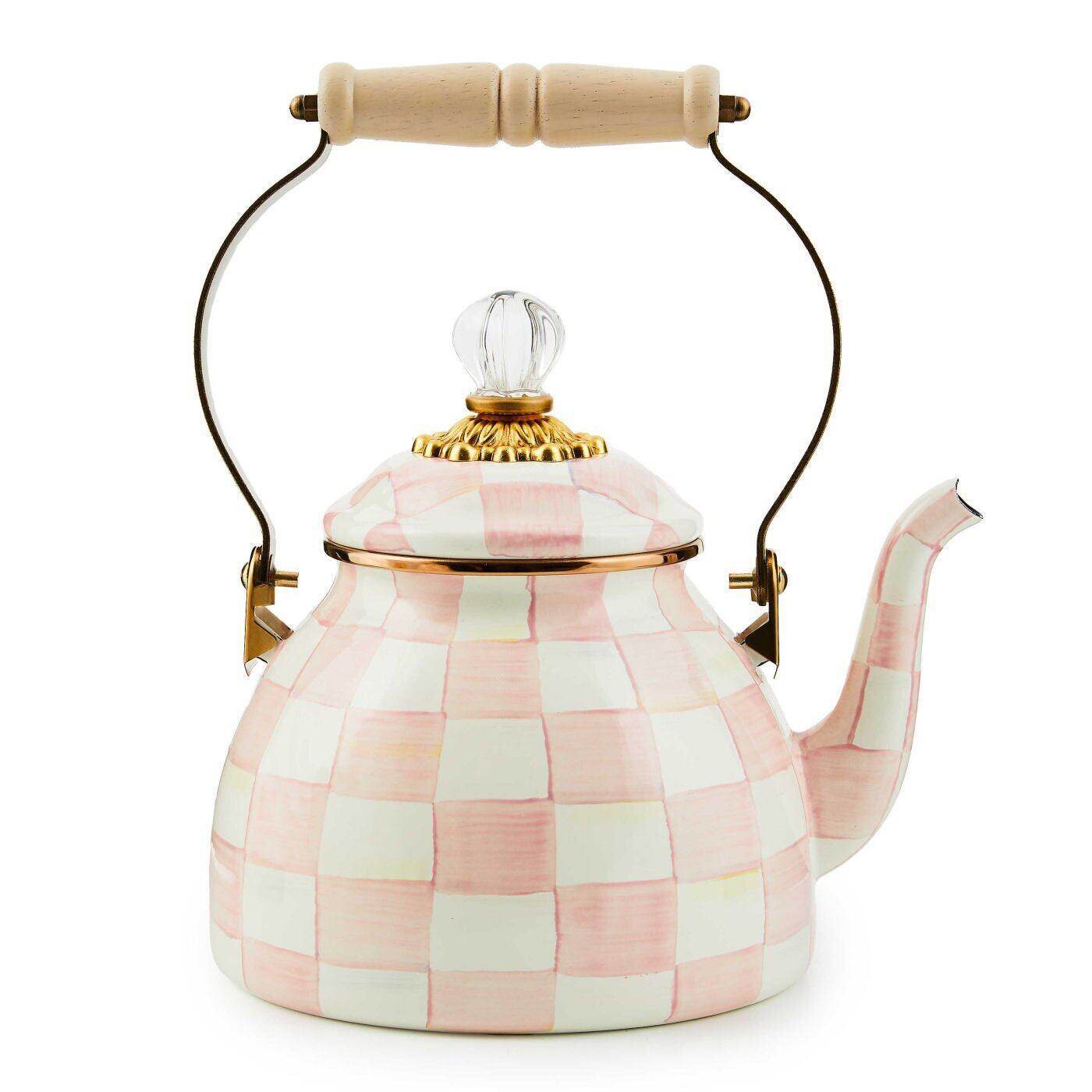 New Rosy Check Enamel Tea Kettle 1,89L