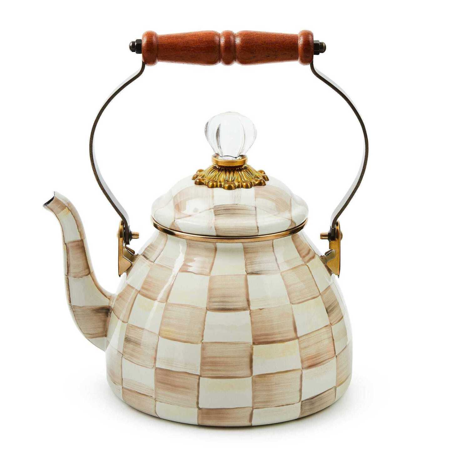 Mocha Check 1.89L Tea Kettle by MacKenzie-Childs